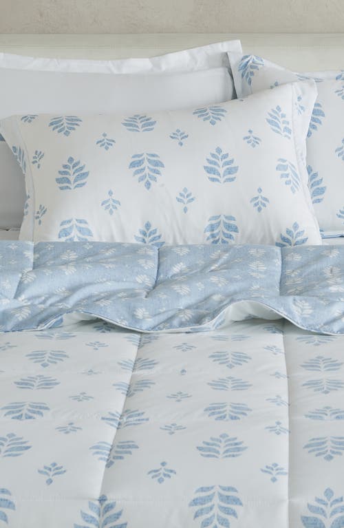 Woven & Weft Reversible Print Comforter Set In White Blue Floral Print