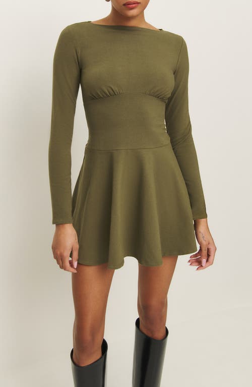 Shop Reformation Melissa Long Sleeve Fit & Flare Dress In Dark Olive