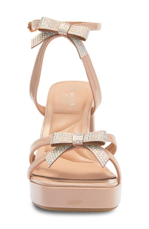 Top Guy Shoes Crystal Bow Block Heel Sandal In Nude