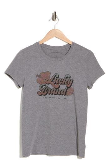 Lucky Brand Hibiscus Logo Graphic T-shirt In Gray