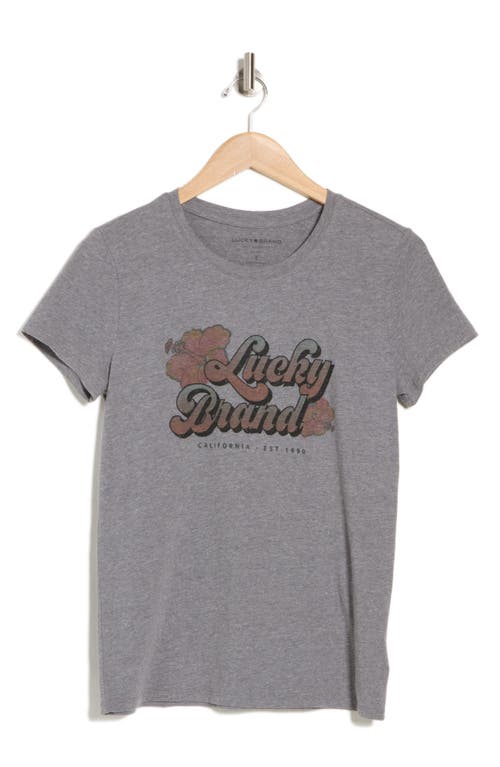 Shop Lucky Brand Hibiscus Logo Graphic T-shirt In Medium Heather