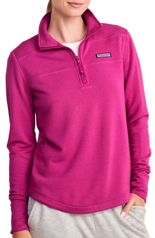 Shop Vineyard Vines Dreamcloth Relaxed Half Zip Sweatshirt In Vivid Fuchsia Hthr