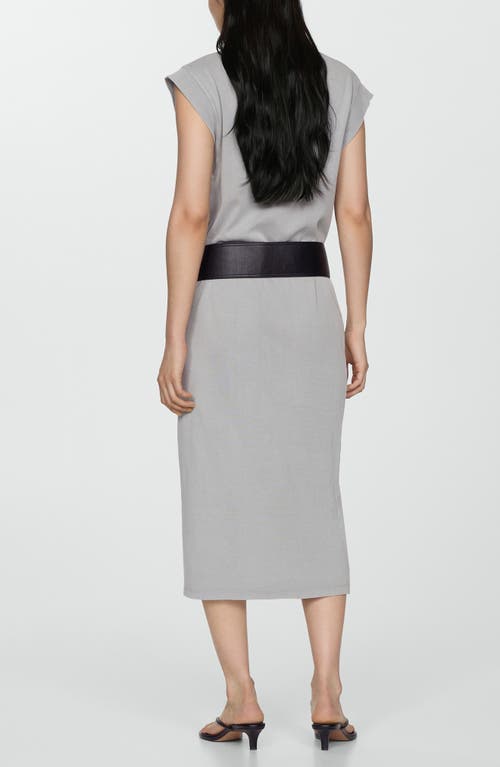 Mango Cotton Midi Dress Grey In Grey