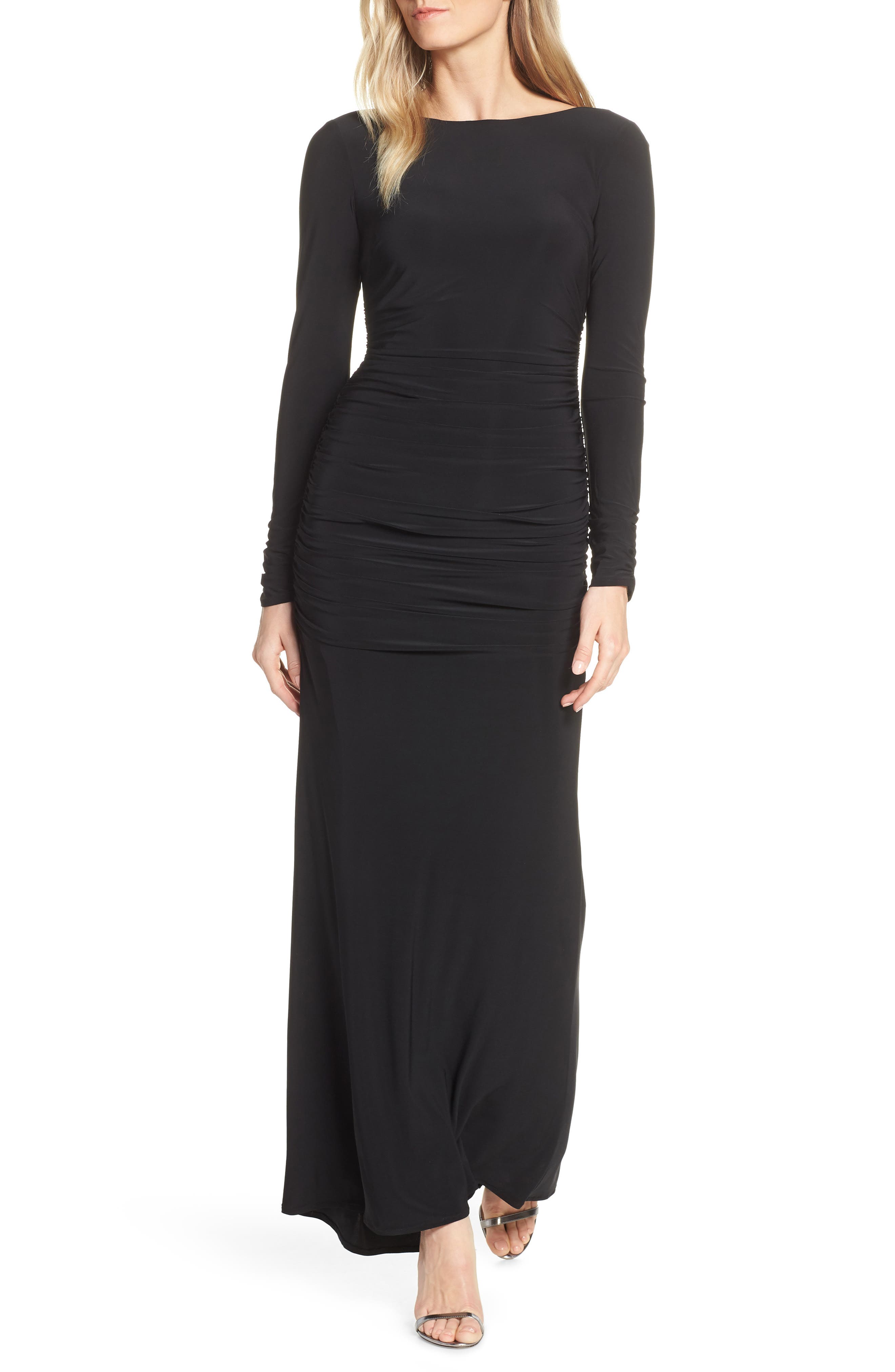 vince camuto ruched evening dress