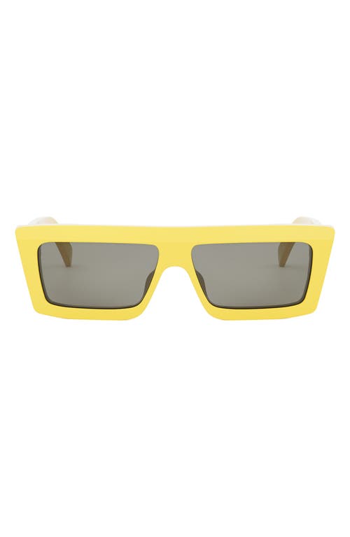 Celine Monochroms 57mm Rectangular Sunglasses In Shiny Yellow/smoke