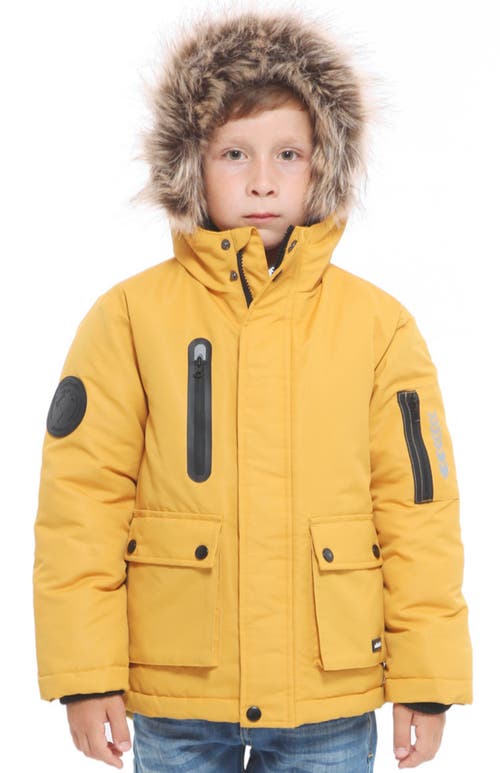 Shop Rokka&rolla Kids' Parka Jacket With Insulated Hood In Golden Rod