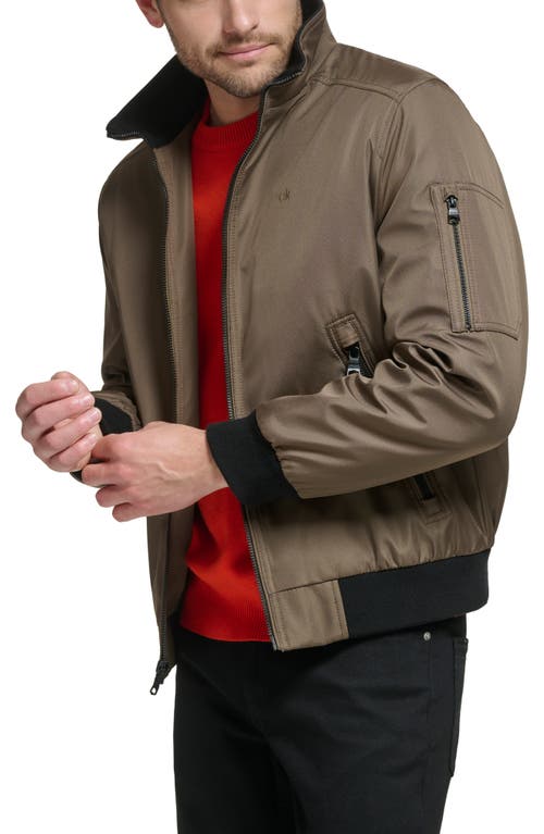 Shop Calvin Klein Classic Water Resistant Bomber Jacket In Dark Tan