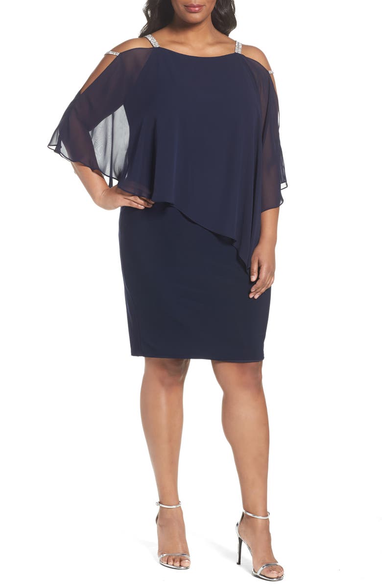 Xscape Embellished Chiffon Overlay Sheath Dress (Plus Size) | Nordstrom