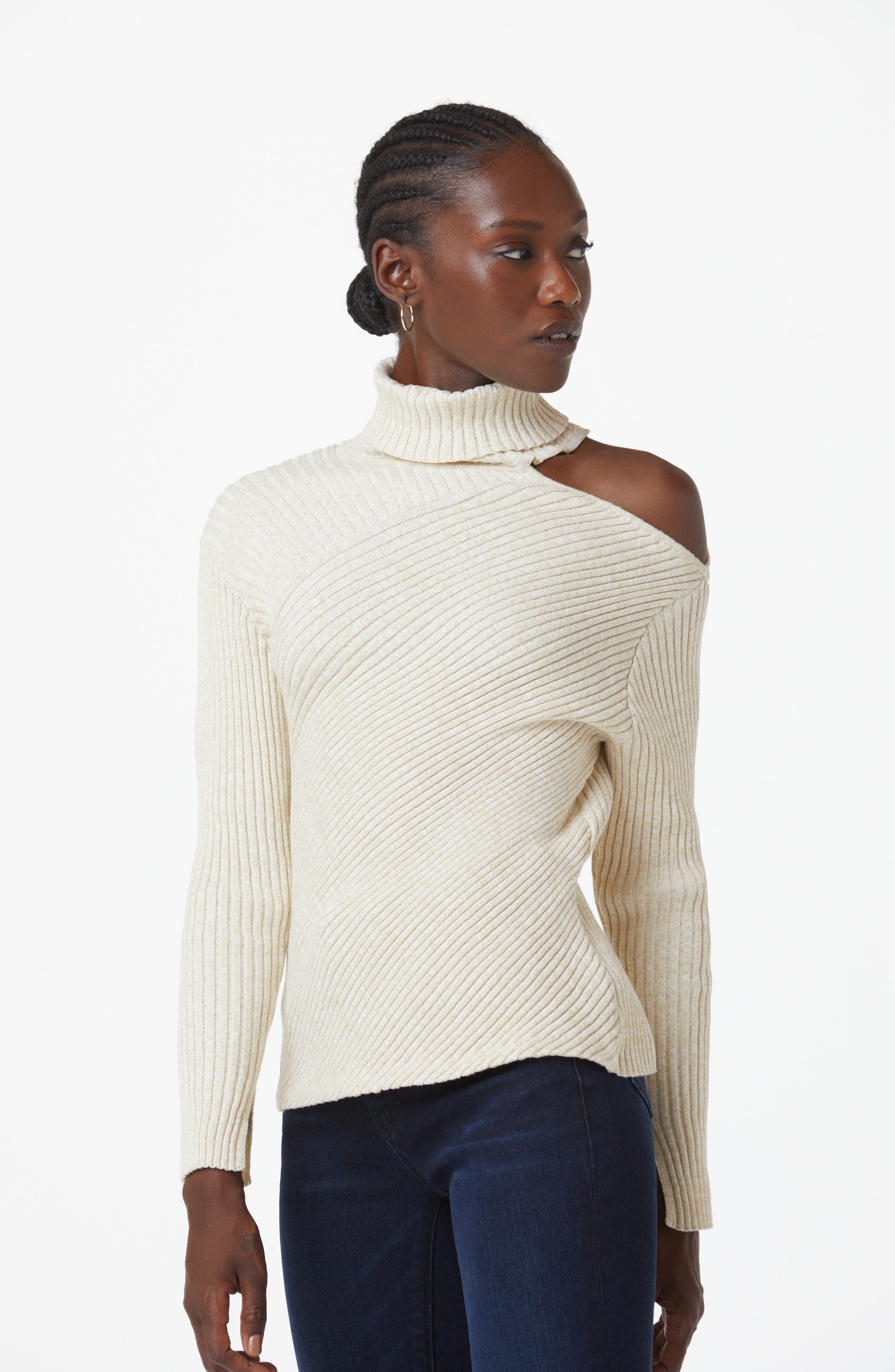 Hudson Jeans Cutout Metallic Turtleneck 