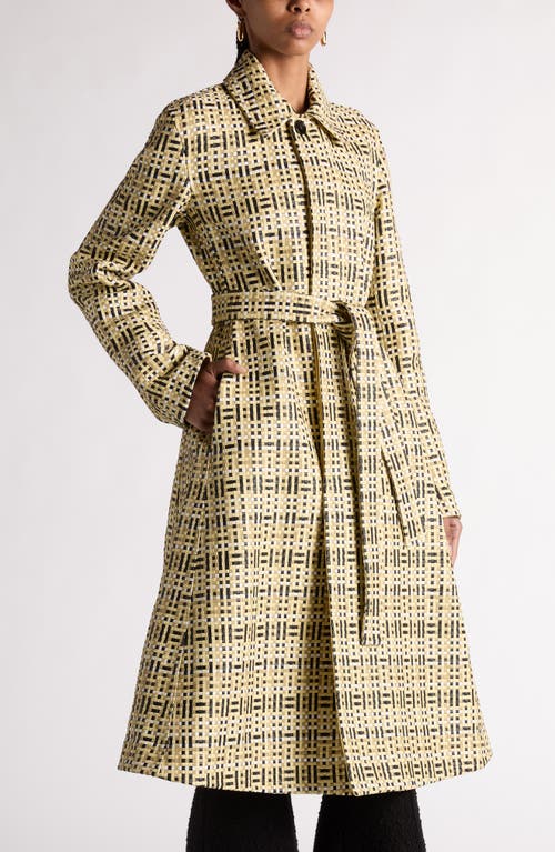 Bottega Veneta Mini Intrecciato Belted Leather Coat In Yellow Multi