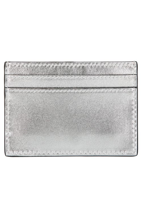 Moschino Crystal Logo Card Case In Fantasy Print Nickel
