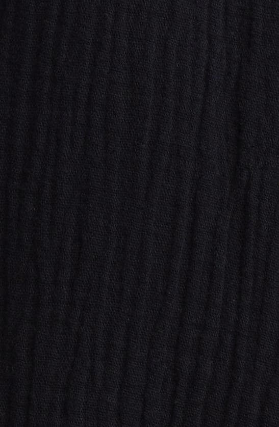 Rails Leon Crinkled Organic Cotton Crop Pants In Black Gauze