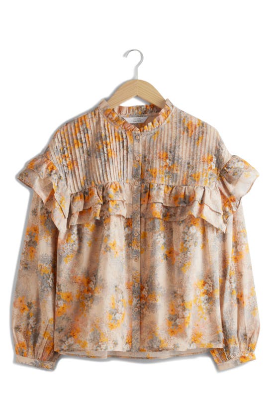 Shop & Other Stories Floral Print Ruffle Shirt In Yellow Bright