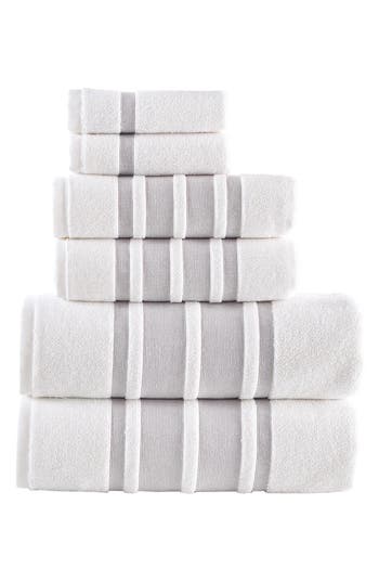 Shop Brooks Brothers Contrast Border 6-piece Towel Set In Taupe