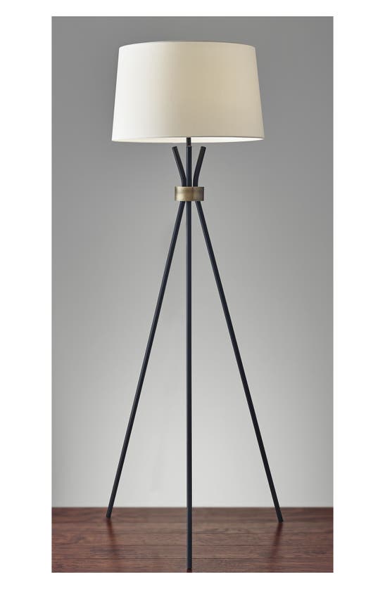 Adesso Lighting Benson Floor Lamp In Black With Antique Brass