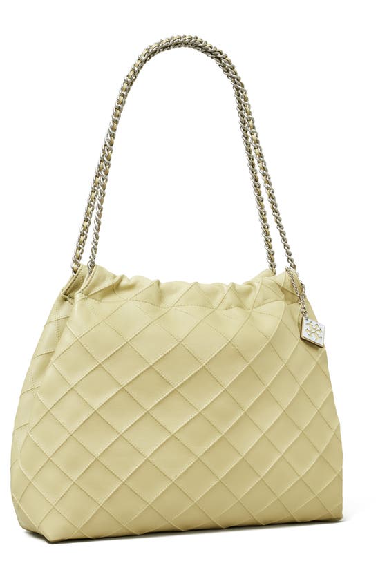 Shop Tory Burch Fleming Soft Quilted Leather Hobo Bag In Olive Sprig