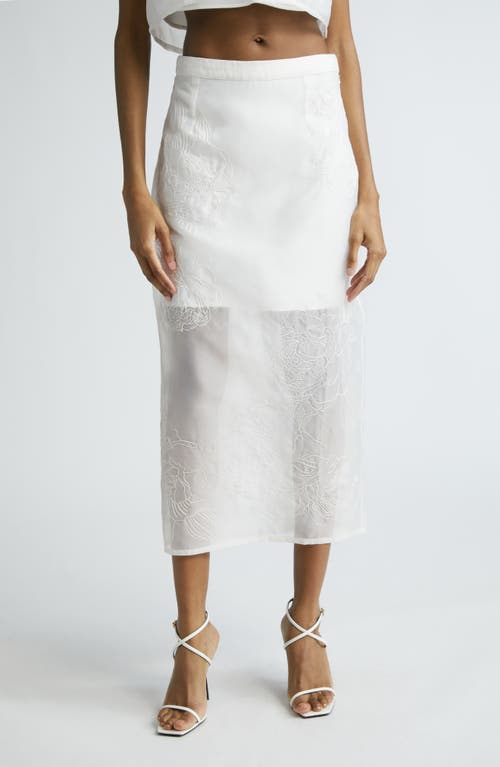 Cinq à Sept Etta Floral Embroidered Maxi Skirt in Ivory