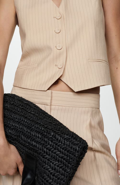 Shop Mango Stripe Suit Waistcoat In Beige