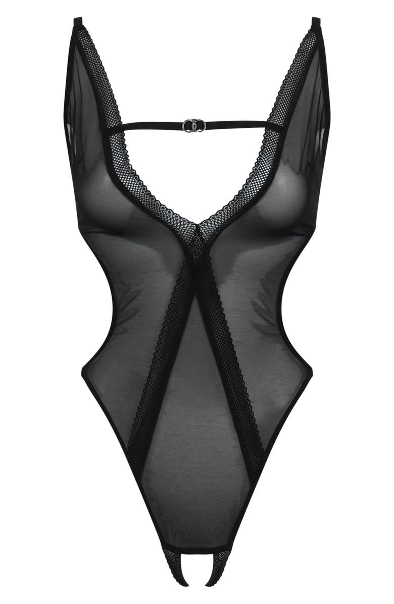 Love, Vera Mesh Open Gusset Teddy Nordstrom