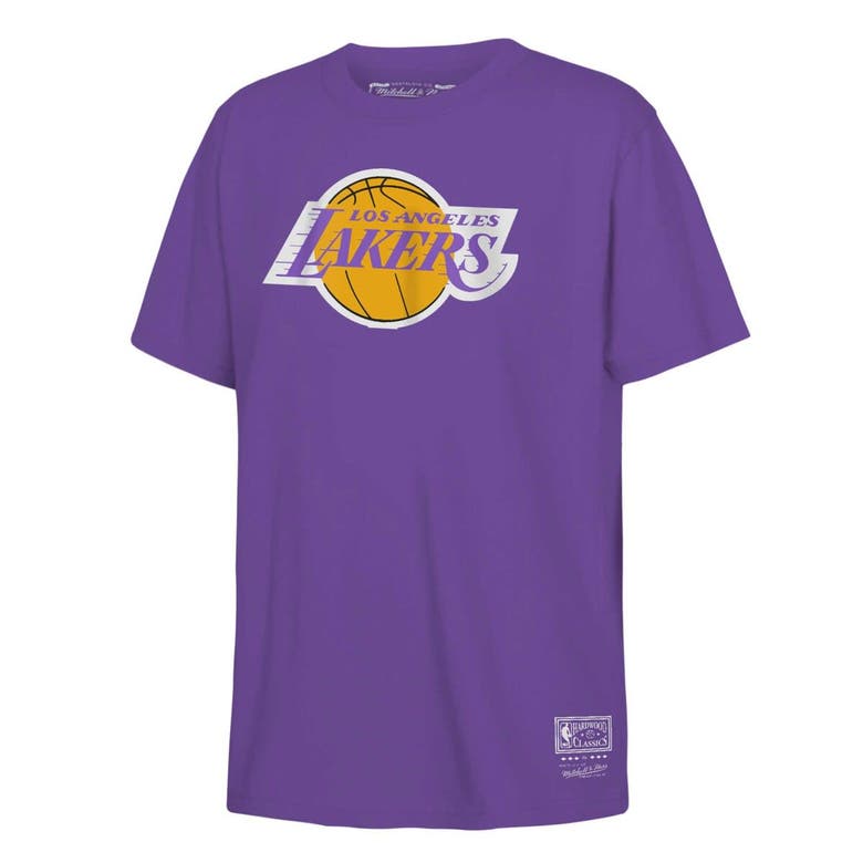 Shop Mitchell & Ness Youth  Purple Los Angeles Lakers Hardwood Classics Retro Logo T-shirt