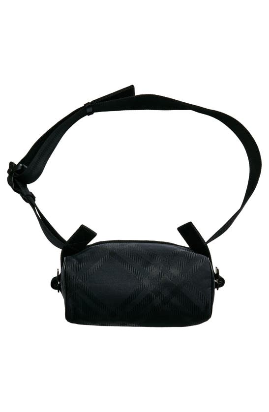 Shop Burberry Check Jacquard Nylon Blend Belt Bag In Black