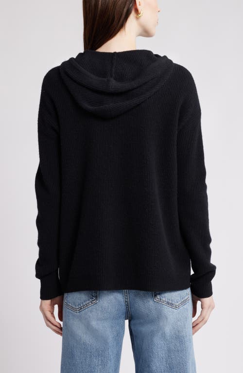 Shop Nordstrom Wool & Cashmere Knit Hoodie In Black Rock