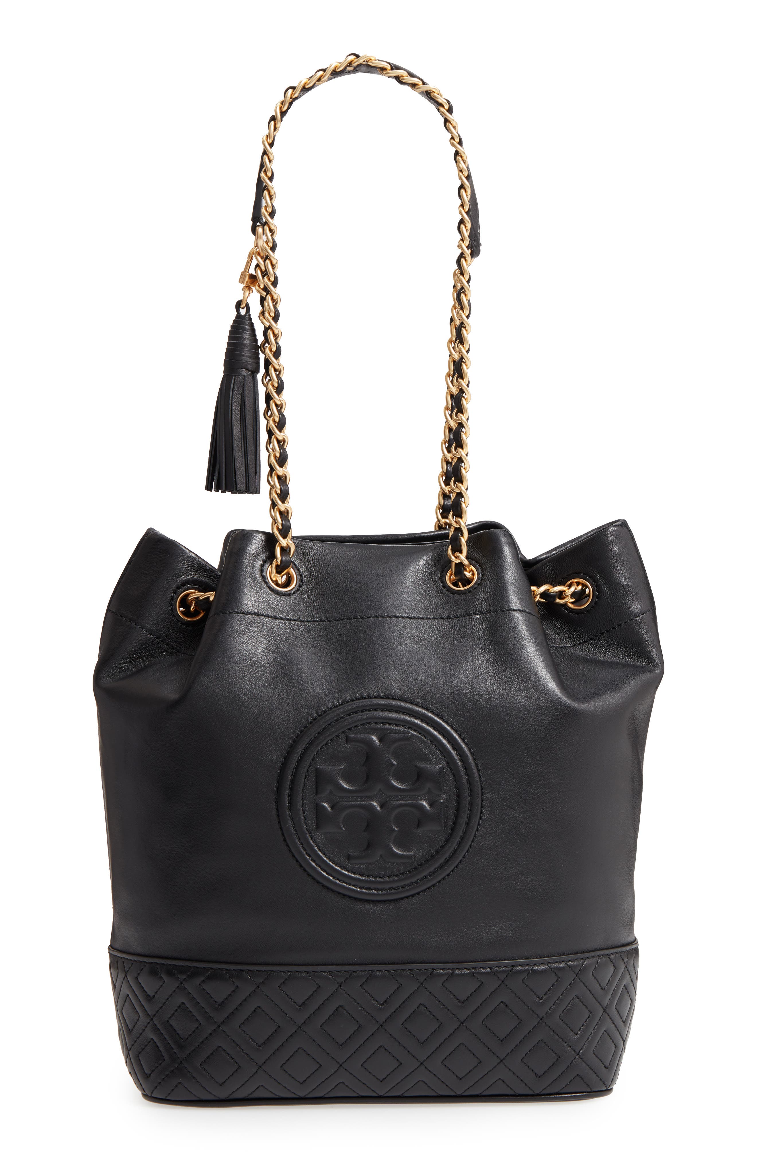 tory burch fleming leather bucket bag