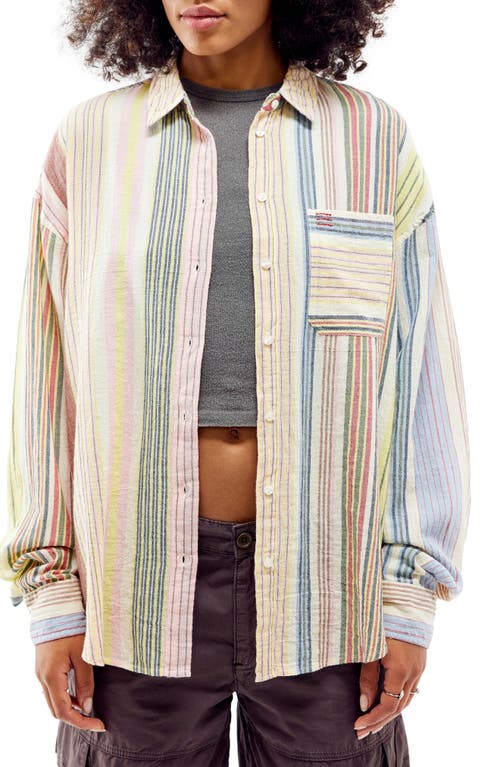 BDG Urban Outfitters Hollie Stripe Woven Shirt in White Multi