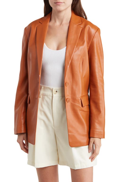 Crolenda Faux Leather Blazer in Leather Brown