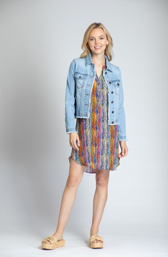 Apny Frayed Denim Jacket In Light Indigo