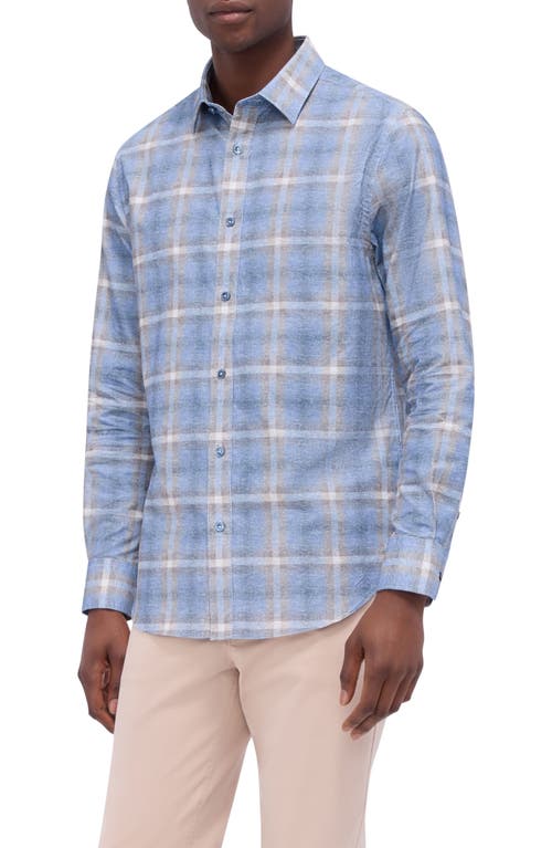 Shop Bugatchi Julian Shaped Fit Plaid Button-up Shirt In Dusty Blue