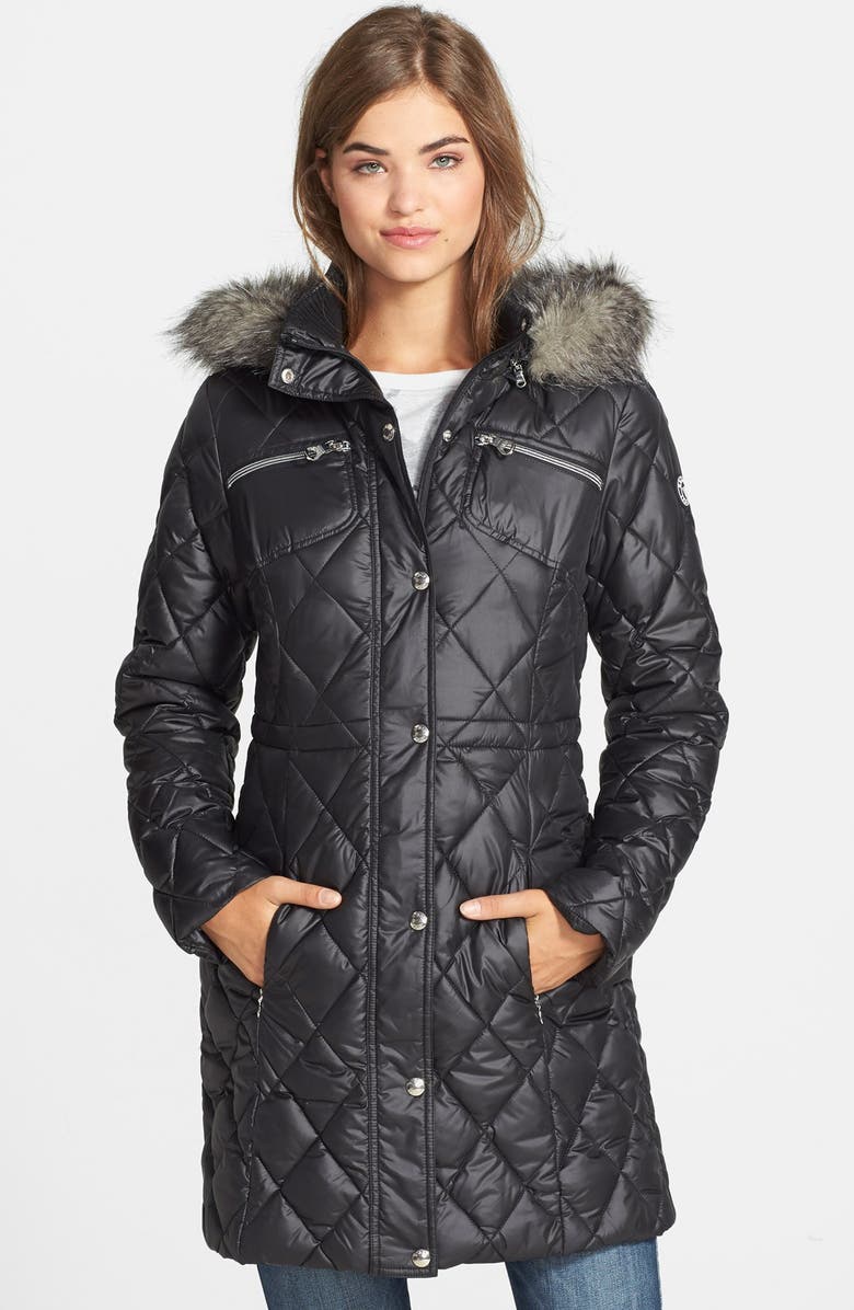 GUESS Faux Fur Trim Quilted Anorak | Nordstrom