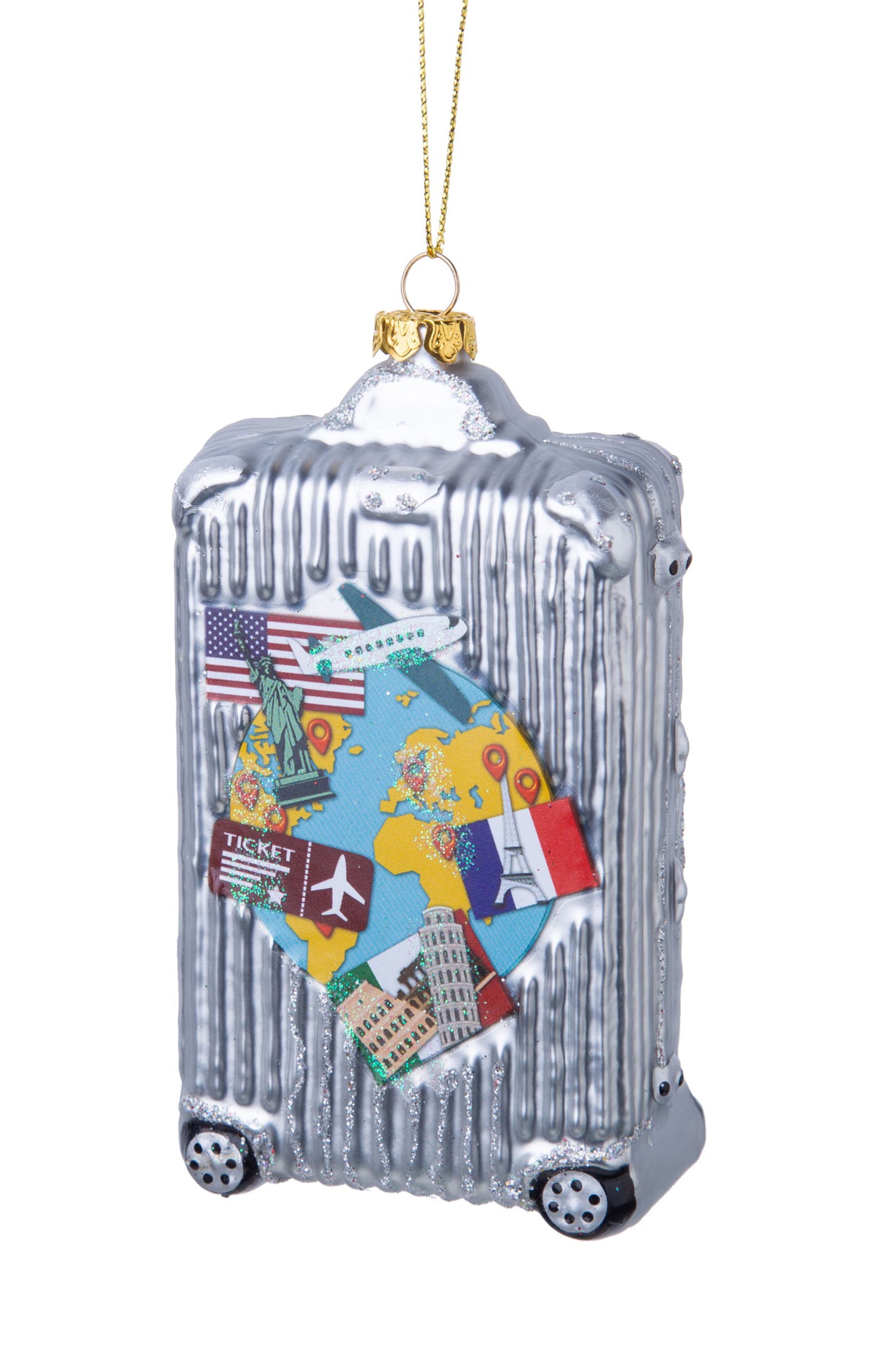 SILVER TREE Suitcase Glass Ornament - Nordstrom