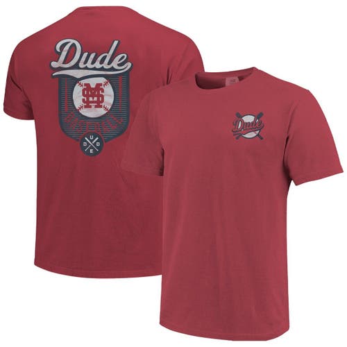 IMAGE ONE Men's Maroon Mississippi State Bulldogs Dude Baseball Comfort Color T-Shirt