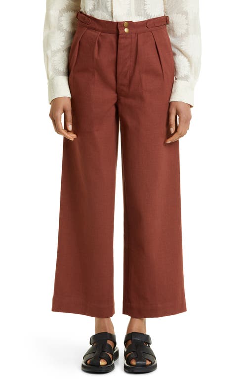 Bode Wide Leg Cotton Twill Pants Cinnamon at Nordstrom,