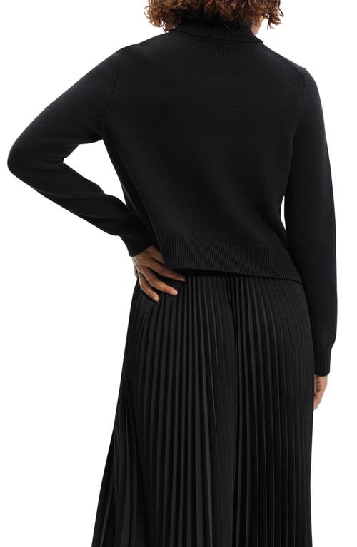 Shop Theory Long Sleeve Mixed Media Dress In Black