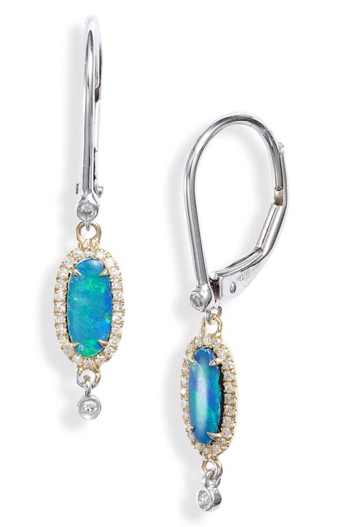 Shop Meira T Diamond & Opal Drop Earrings In Yellow Gold/white Gd/turquoise