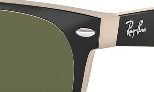 Shop Ray Ban Ray-ban New Wayfarer 55mm Rectangular Sunglasses In Black Beige/green