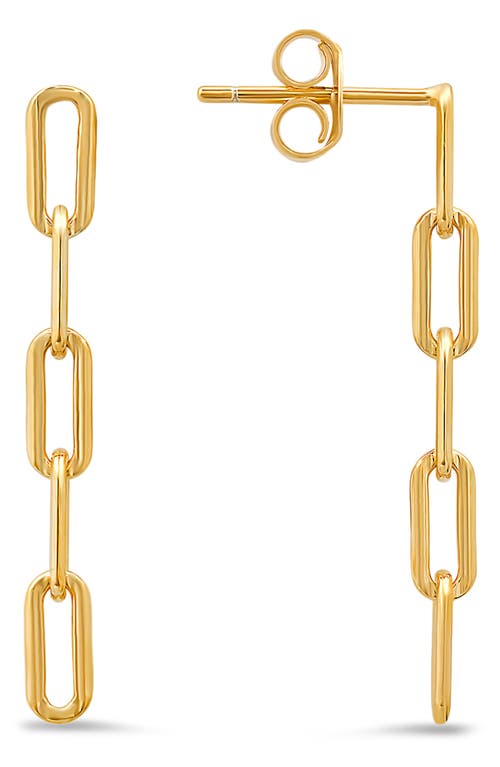 Queen Jewels Cz Paperclip Link Drop Earrings In Gold