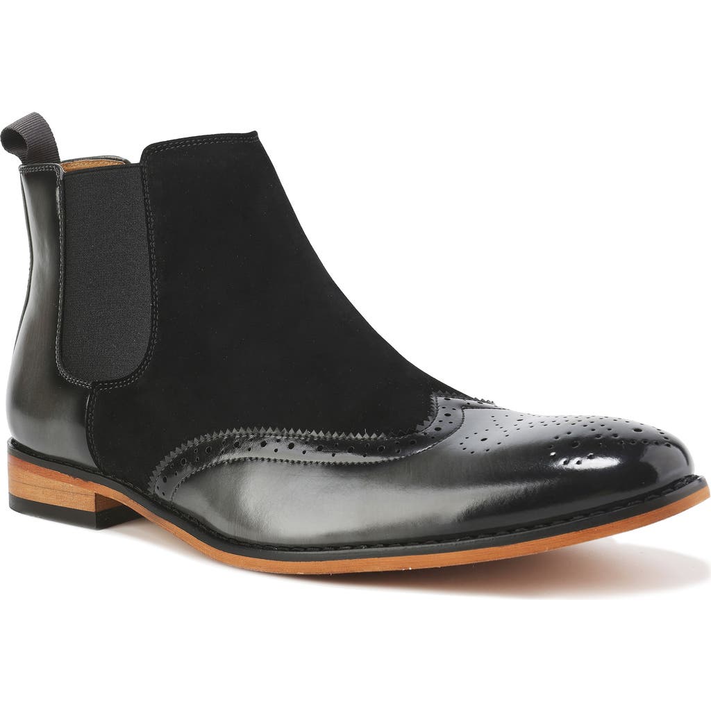 Gino Vitale Wingtip Brogue Two-tone Chelsea Boot In Gray/black