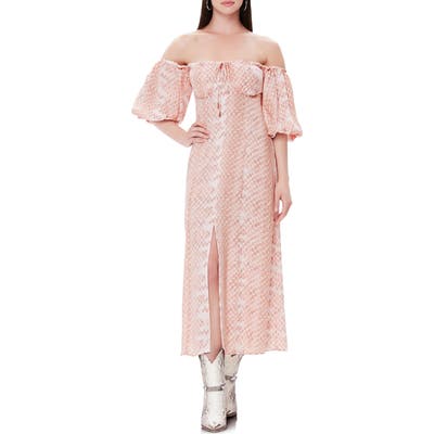 Afrm Marta Off The Shoulder Midi Dress, Pink