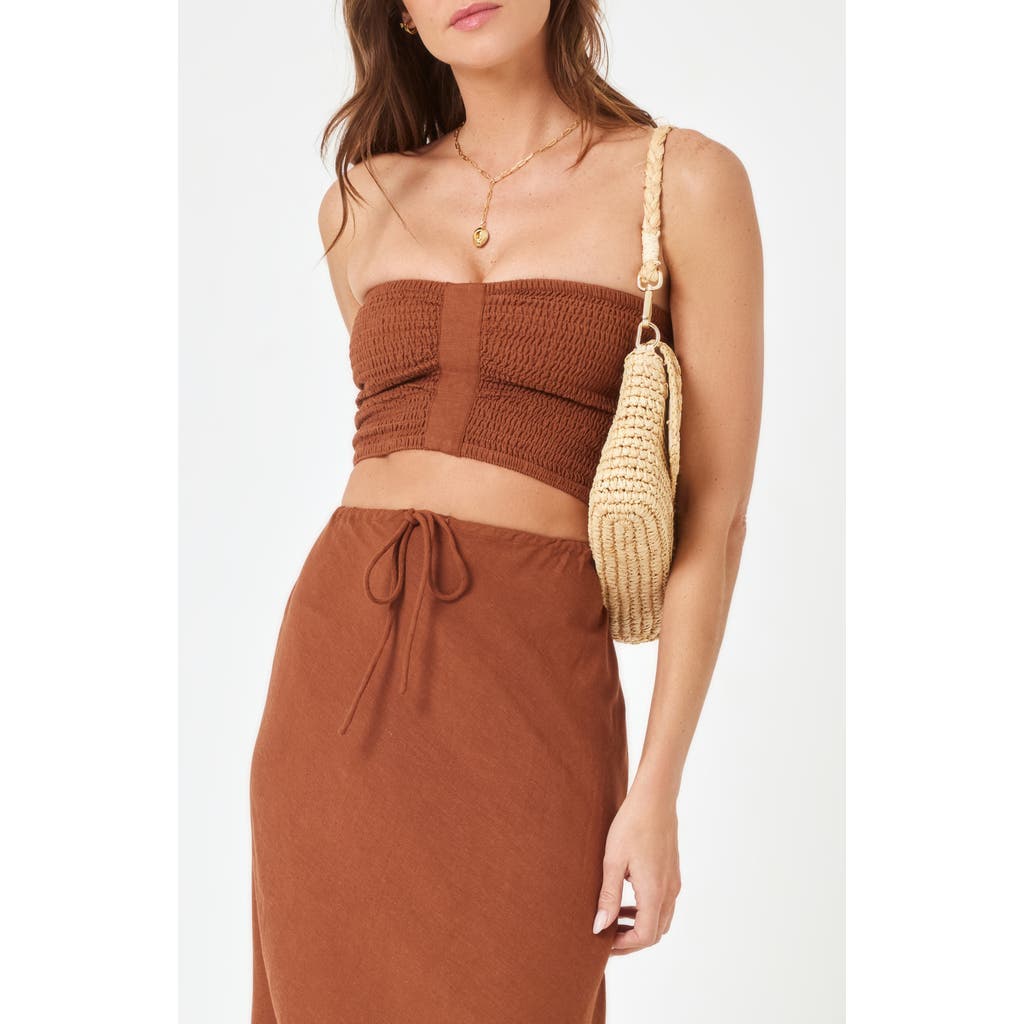 L*space Lspace Summer Feels Smocked Tube Top In Coffee
