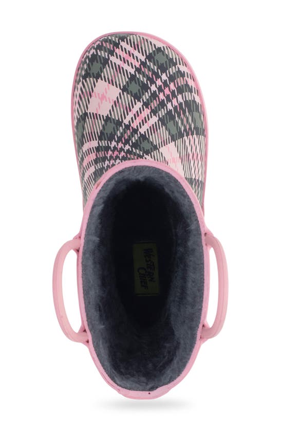 Shop Western Chief Kids' Precious Plaid Faux Fur Lined Rain Boot In Pink