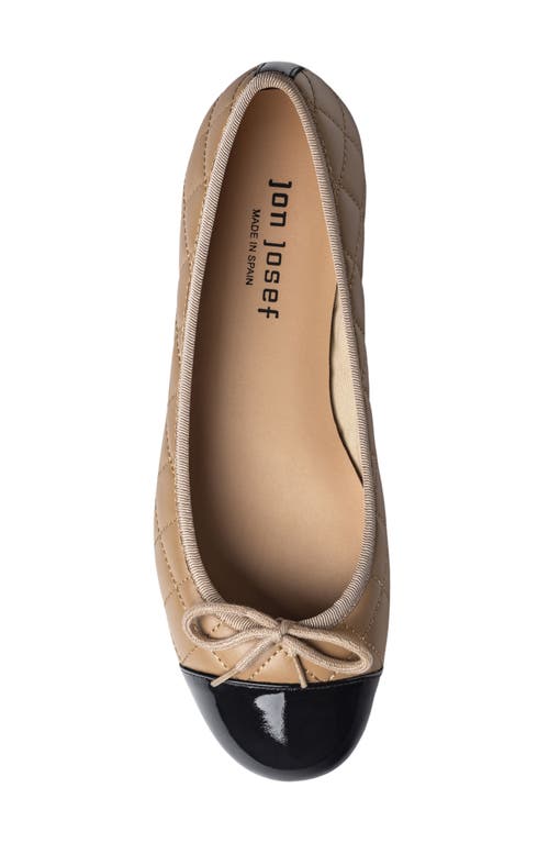 Jon Josef Belle Quilted Ballerina Flat In Black/tan Combo