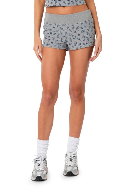 EDIKTED Wildflower Waffle Knit Shorts Gray-Melange at Nordstrom,