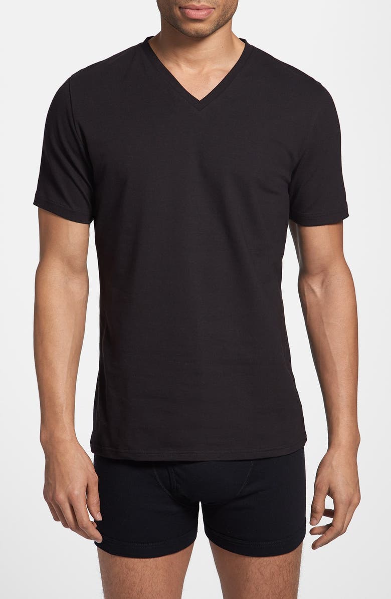 BREAD & BOXERS 'Relaxed' V-Neck T-Shirt, Main, color, DNUBLACK