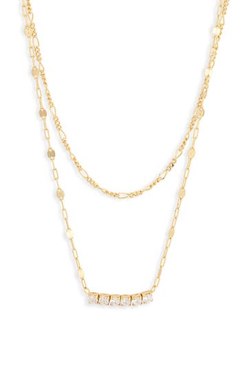 Argento Vivo Sterling Silver Cubic Zirconia Layered Necklace In Gold