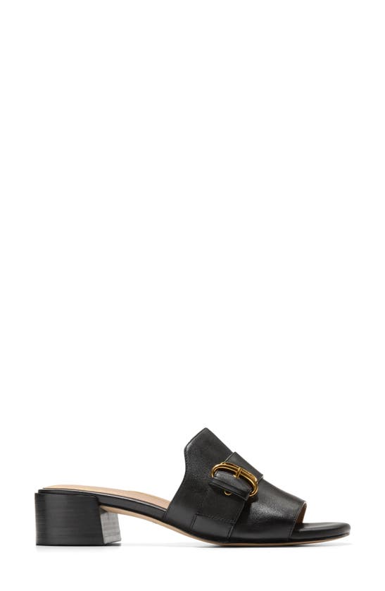 Shop Cole Haan Crosby Slide Sandal In Black Leather/ Black Stack