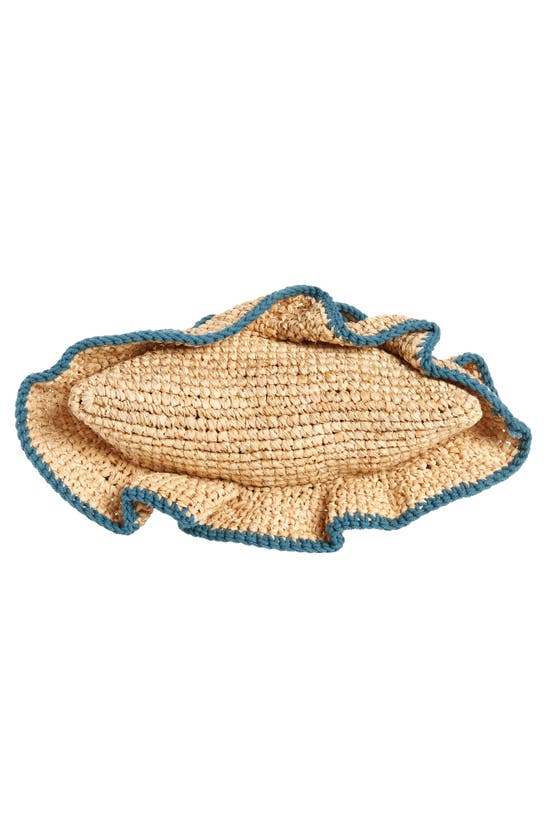 Btb Los Angeles Joey Ruffle Raffia Clutch In Turquoise