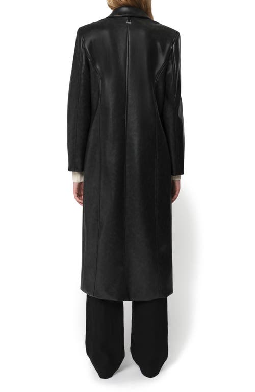 Shop Apparis Lauren Recycled Polyester Faux Leather Overcoat In Noir